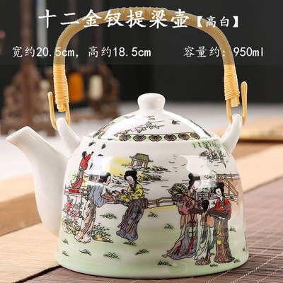 Old style teapot, ceramic tea set, retro Chinese style filtration, large capacity, household large-sized, single teapot: 8