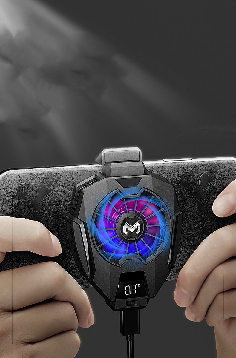 Funcooler Mobiele Telefoon Radiator Gaming Koeler Met Temperatuur Display Vloeibare Koelventilator Rgb Voor Iphone Huawei Xiaomi Samsung