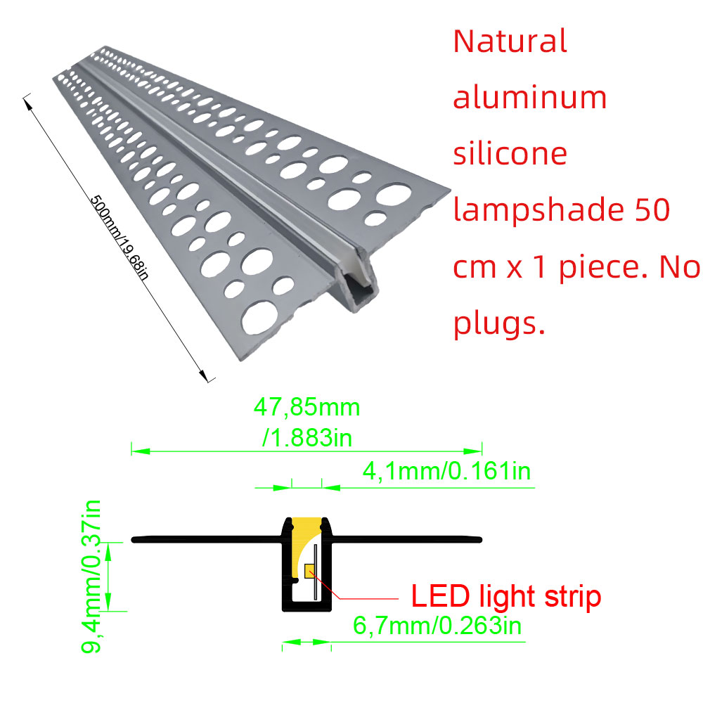 52*13mm 1pcs 0.5m LED Aluminum Profile Channel for Ceiling Wall Light Aluminium LED Strip with Milky Cover and LED Strip: Light purple