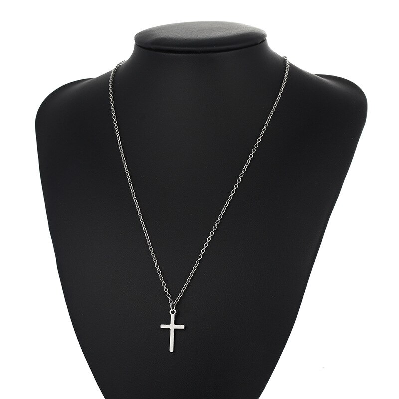 Collier minimaliste en croix pour femmes et hommes, pendentif Simple, couleur or, chaîne en métal, bijoux clavicule, ras du cou, quotidiens de fête de Couple, 2022