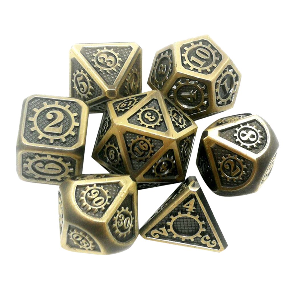 7 stuks/pak meerzijdige zinklegering dobbelstenen voor dragon scales d&d rpg bordspellen: 05
