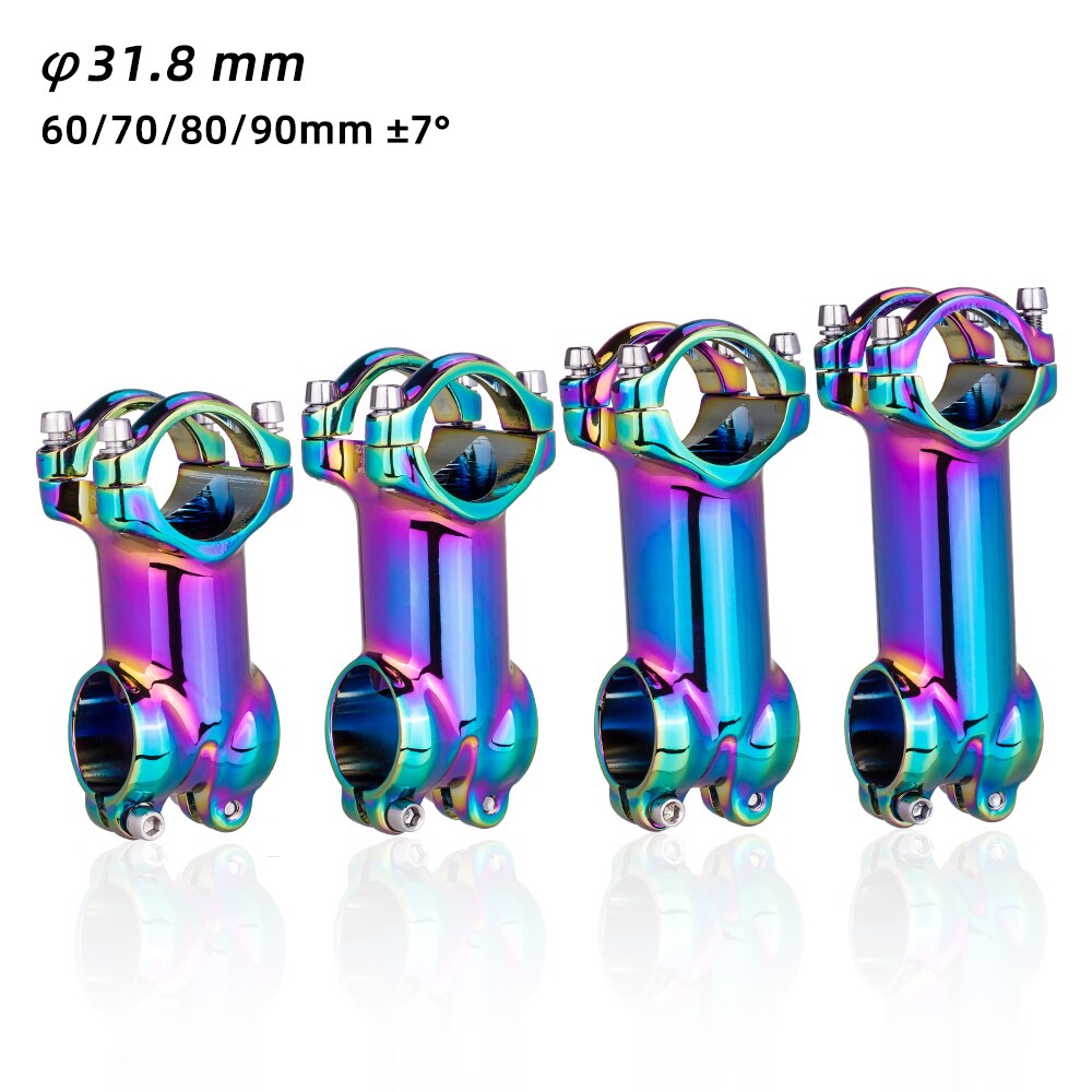 ZTTO Rainbow MTB Road Bike Oil Slick Stem 17 7 Degree 60 70 80 90mm High Strength Lightweight Fit 31.8mm Handlebar XC AM