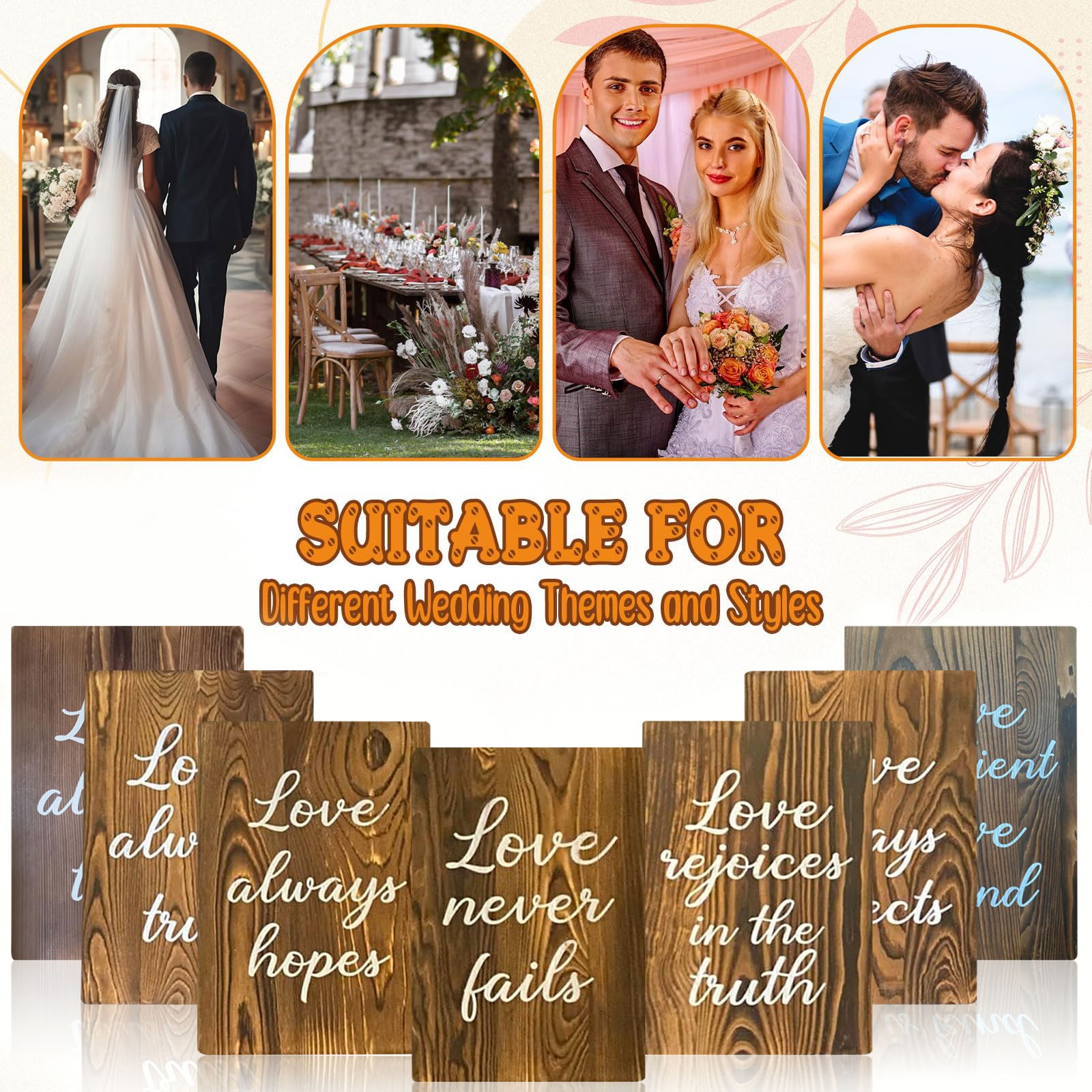 Træskilte til bryllupsgangen bryllupsskilt kærlighed er tålmodig, venligt træskilt til bryllup, vægdekoration til bryllupsdag