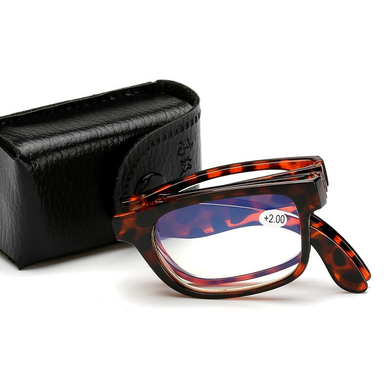 Seemfly Neue Klapp Lesebrille Männer Frauen Leopard drucken Rahmen Ältere frauen Brillen Antifatigue Computer Brillen: +400 / LD