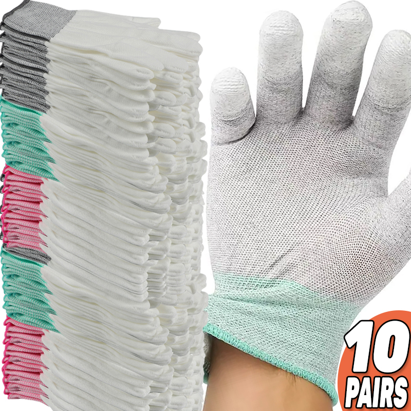 1/10 Paar antistatische Handschuhe, antistatisch, ESD, elektronischer Arbeitshandschuh, PU-beschichtet, handflächenbeschichtet, rutschfest, für den Fingerschutz