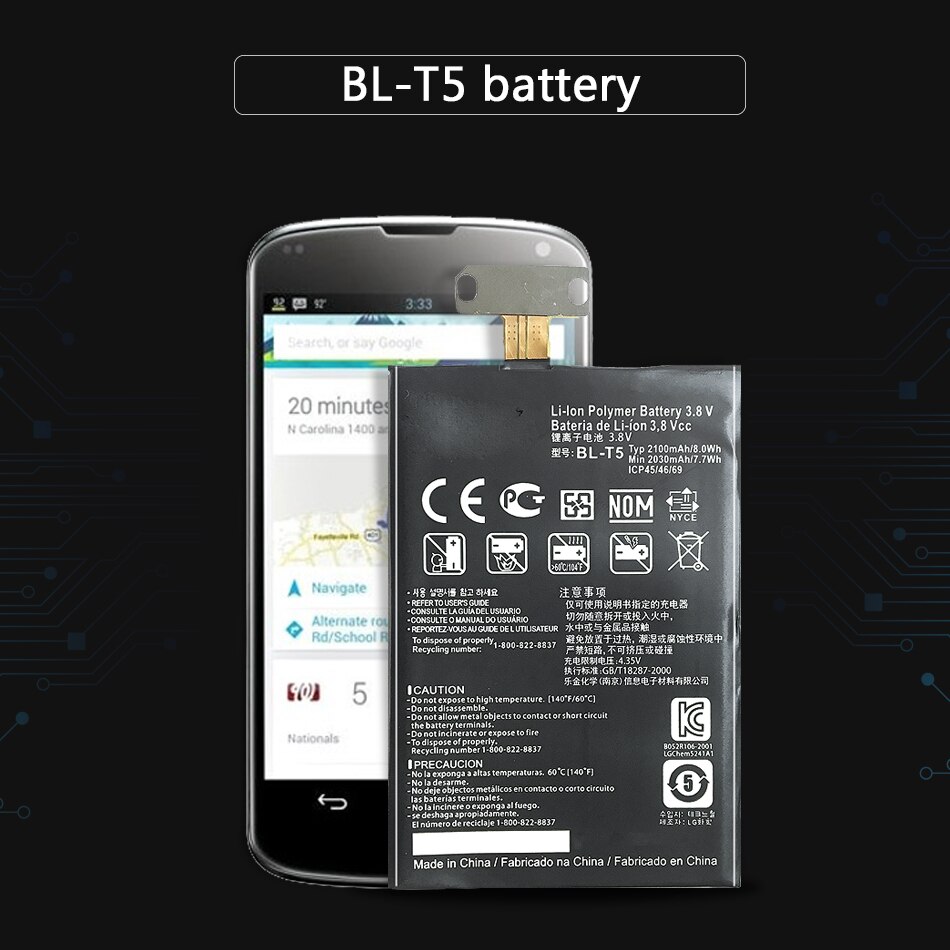 BL-T5 2100mAh Batteria Per LG Optimus Nexus 4 E960 Occam Mako / Optimus G Eclipse 4G LTE E970 e971 E975 F180 E973 LS970