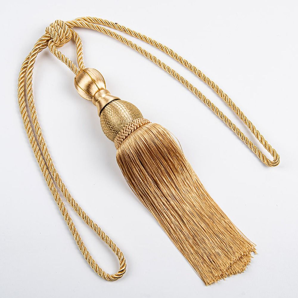 No Installation Curtain Tassels Tieback Polyester Yarn Punch-free Tassel Curtain Ties Gold Wire Hanging Ball Multicolor: Yellow