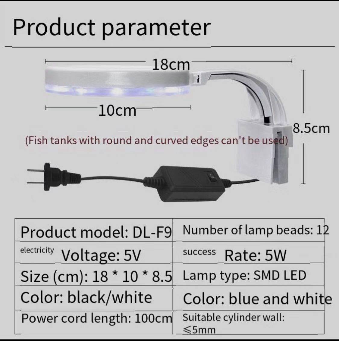 Aquarium Aquatische Lichten, Led Clip Lichten, Blauw En Wit Verlichting Verlichting, Aquarium Spots, aquarium Accessoires 5V 5W