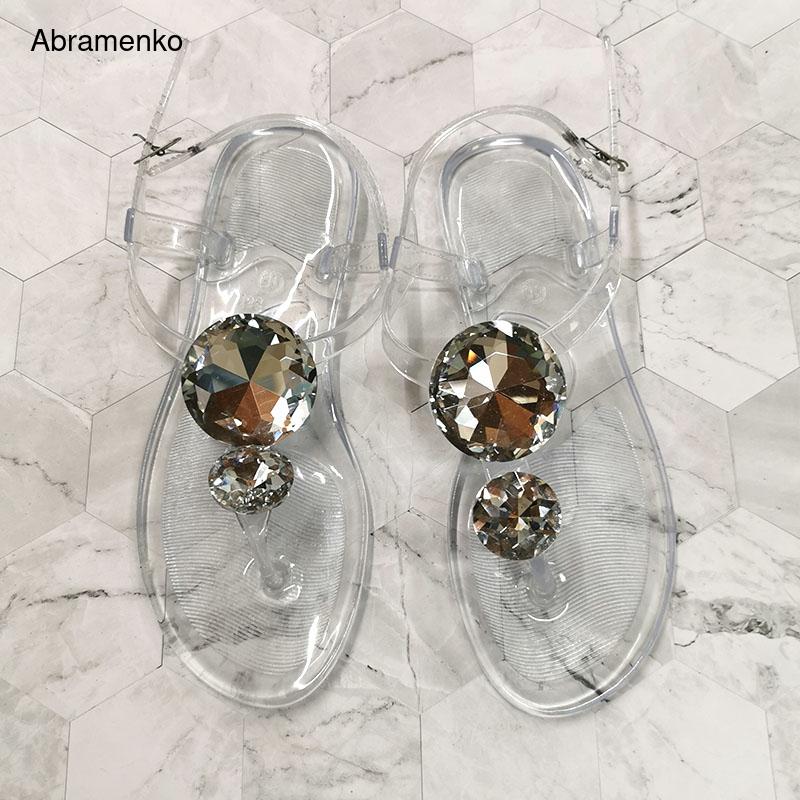 Lager Size 42 Summer Sandal Women Explosion Diamond Jelly Shoes Female Sandals Transparent Shoes Flat Beach Sandal