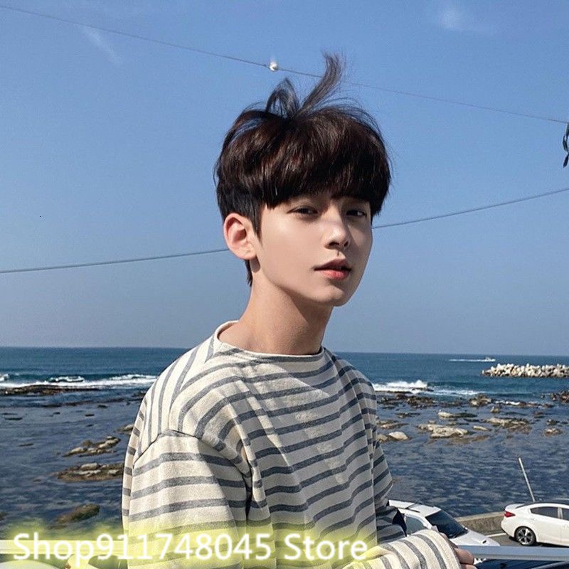 *ZFT* Wig male short hair Korean style handsome nvisible seamless natural fluffy man chemical fiber short hair wig cover