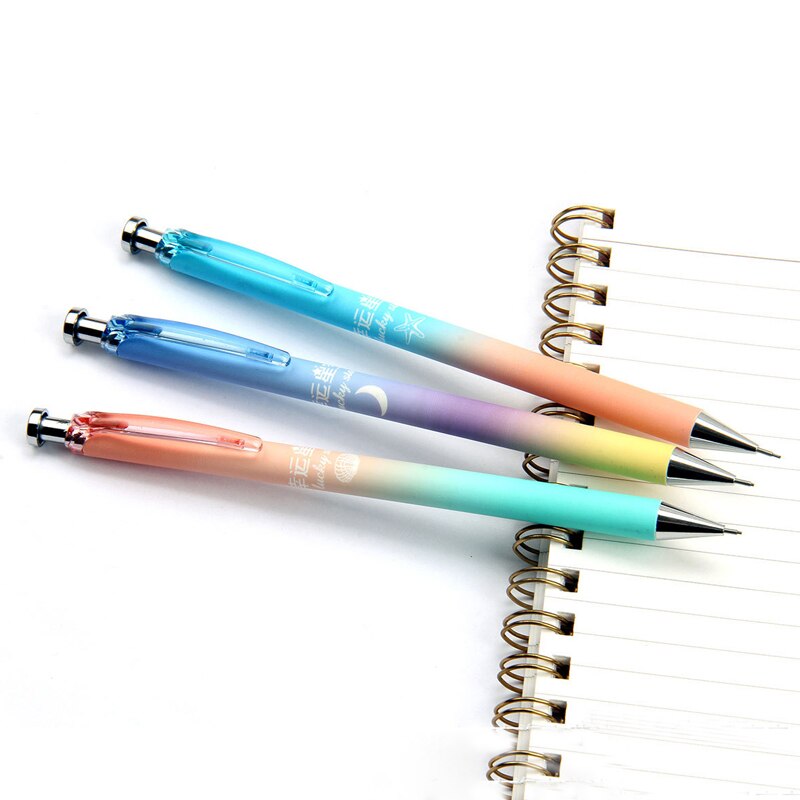 3 Pcs/Set Moon Star Sky Mechanical Pencil Cute Plastic Automatic Writing Drawing Pencils Kids Stationery