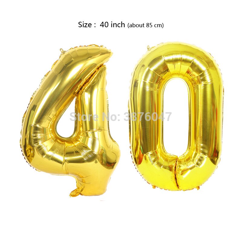 40inch 40 41 42 43 44 45 balloon rose gold silver anniversary party decoration 40th 41st 42nd 43rd 44th 45th birthday balloons: Gold-40