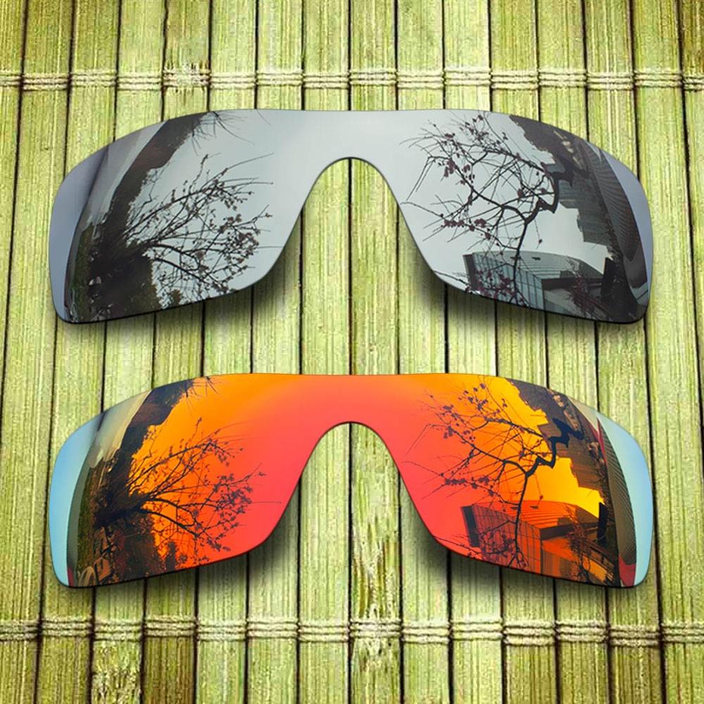 Polarized Replacement Lense For-Oakley Batwolf Sunglasses Frame True Color Mirrored Coating - Options: 1x Chrome-1x Red