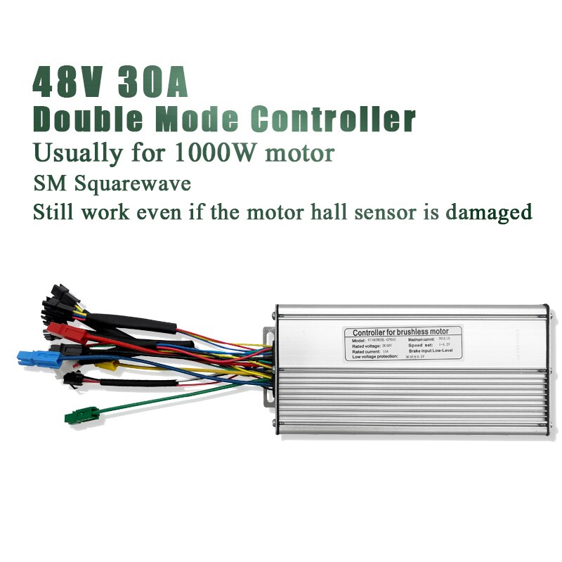 Kt Ebike Dubbele Modus Controller Kt Met Licht 36V 250W 350W 48V 500W 750W 1000W Kunteng Elektrische Fiets Lcd Led Controller: 30A SM Squarewave