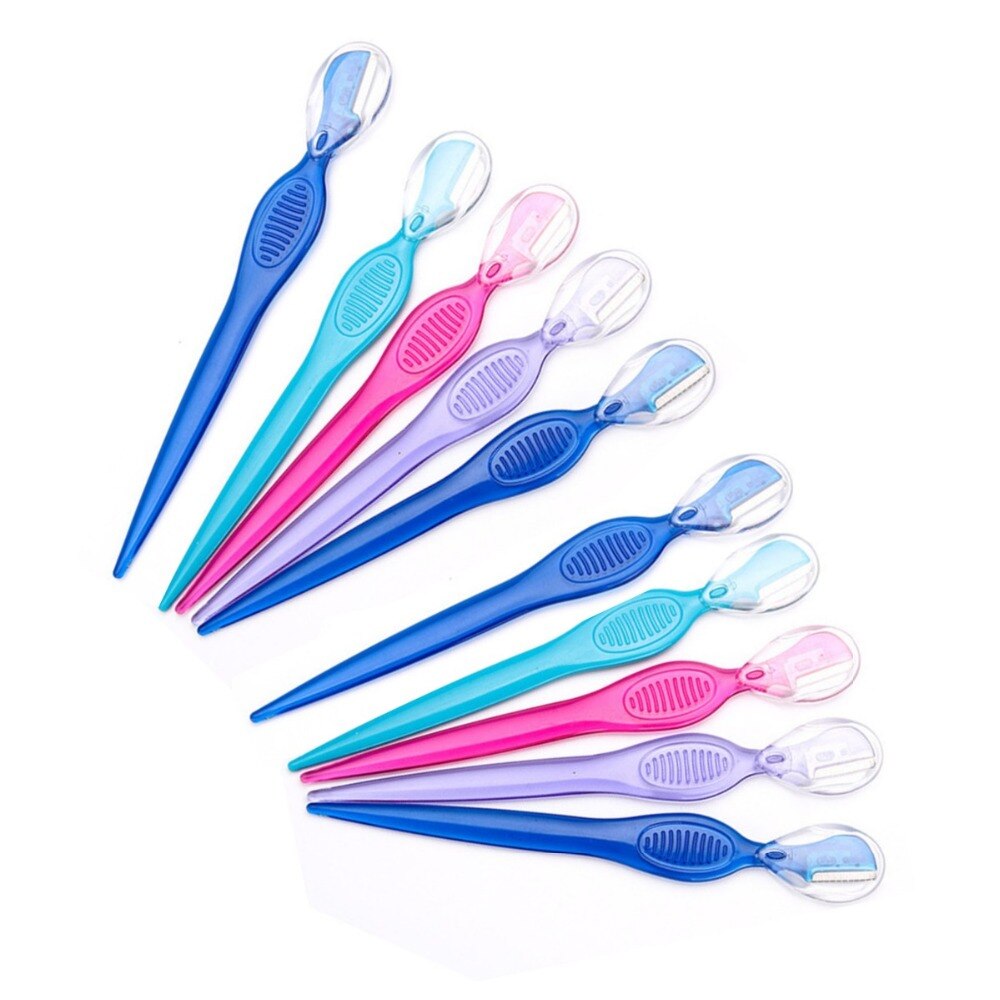 Recortador de cejas práctico, accesorios de maquillaje de colores, útil, hojas de afeitar, removedor de vello Facial, 10 Uds.