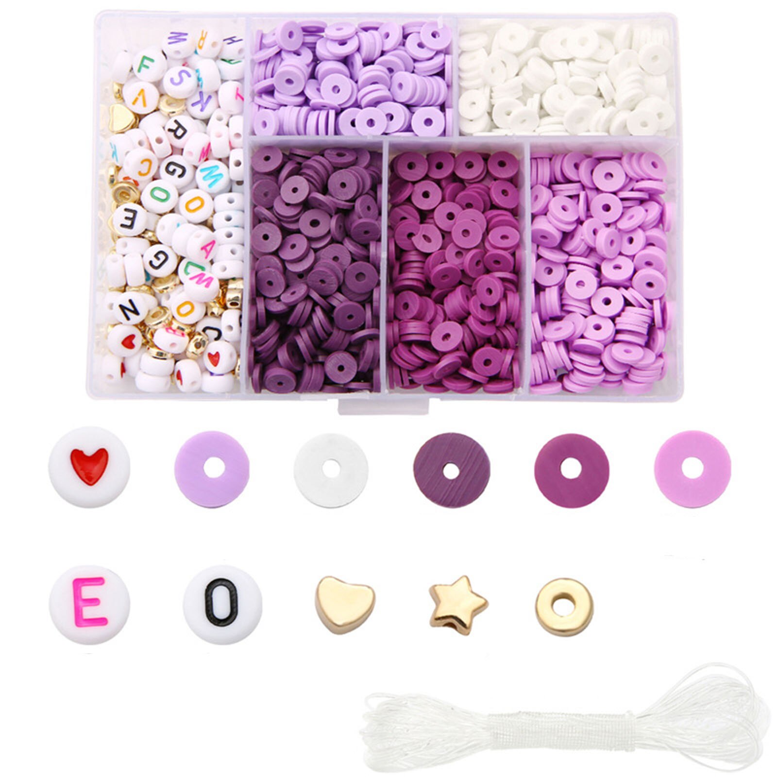 1160PCs Polymer Clay Beads Set For Bracelet DIY Flat Round Arylic Letter Beads Spacer Beads DIY Jewelry Making Bracelet Necklace