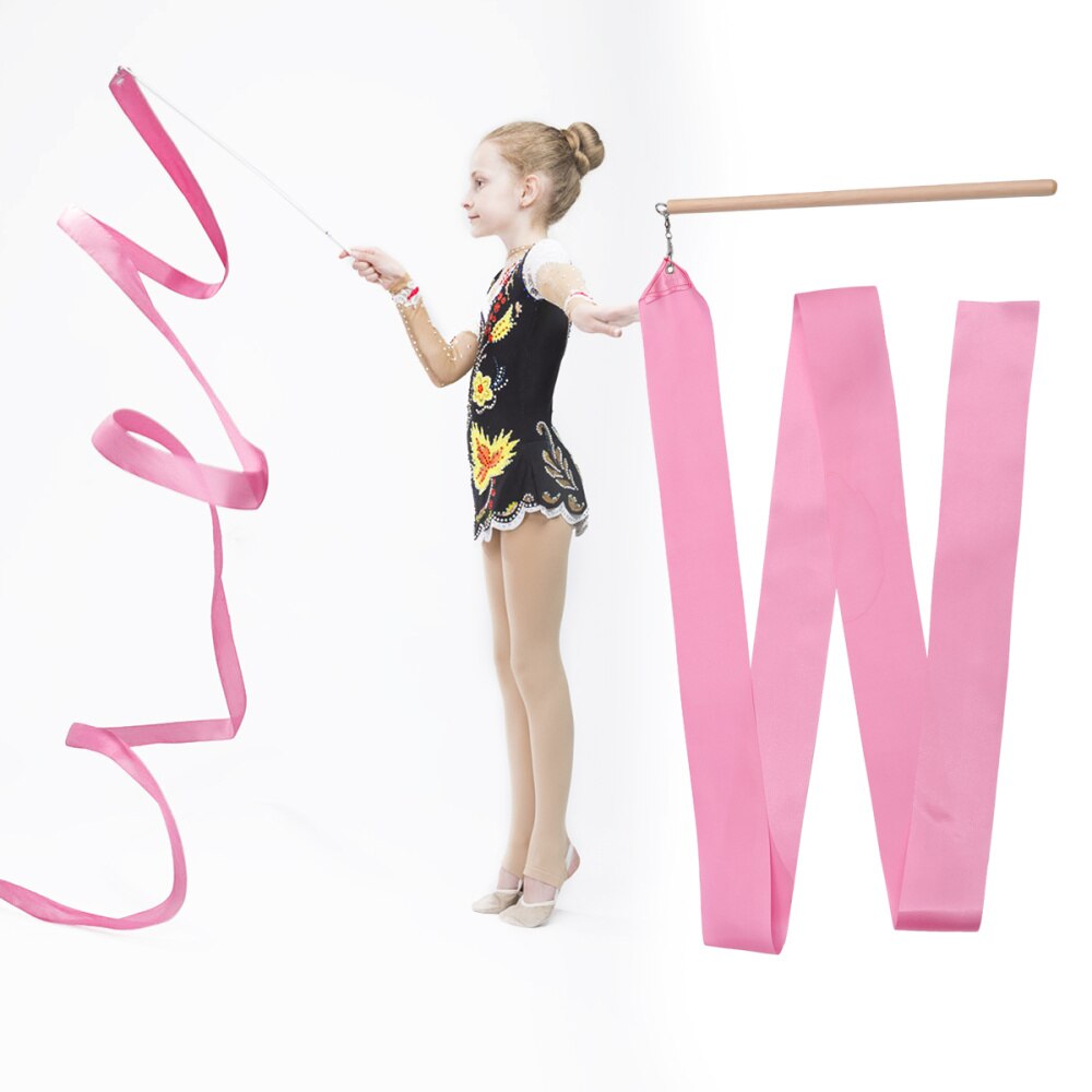 2Pcs 2m Colorful Rhythmic Gymnastics Ribbon Dancing Gymnastics Ribbon Dancing Streamers for Kids Children (Red): Pink