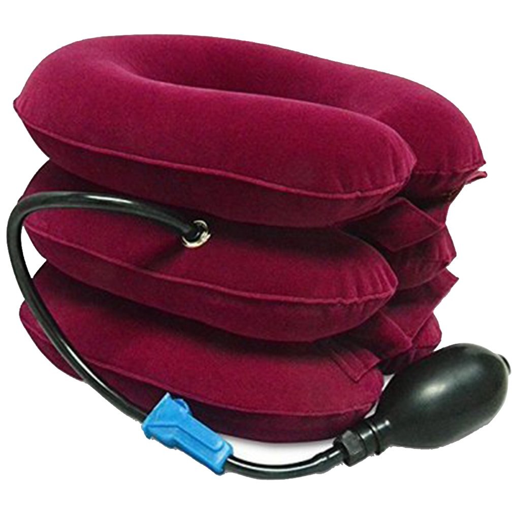 U-vorm Massage Kussen Reizen Vliegtuig Air Opblaasbare Nek Kussens Auto Head Rest Luchtkussen Sleep Thuis Textiel Voor: Thicken Rose Red