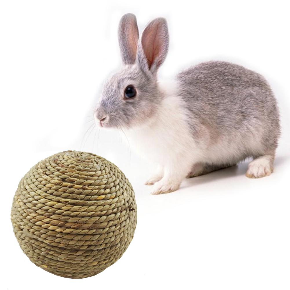 Rabbit Chewing Toy Natural Grass Ball Small Pet Teeth Cleaning Toys Rabbits Cats Small Rodents Teeth Grinding Toy Pet Supplies