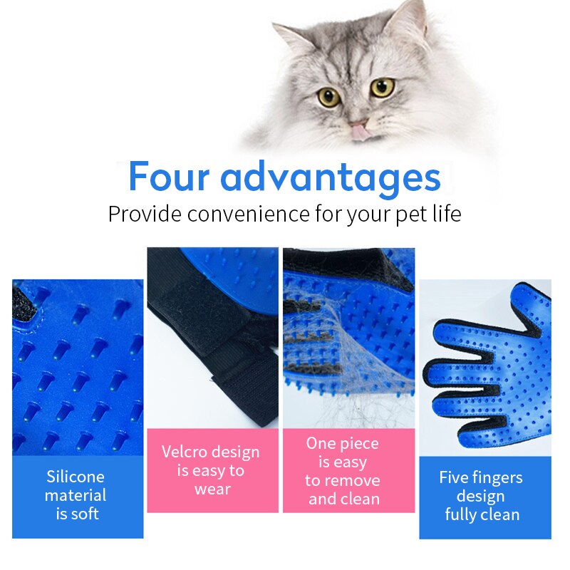Guante de caucho para mascotas, guante de aseo para gatos, guantes para Cepillar el pelo del gato, peine para perros para gatos, cepillo para quitar el pelo, masaje limpio