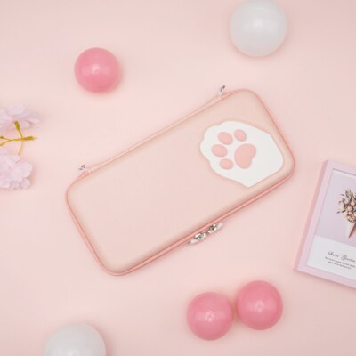 Für Nintendo Schalter Schutzhülle tragbar Lager Tasche NS Schalter Reise Lagerung schwer Hülse Tasche Für Nintendo schalten Spiel Zubehör: Rosa CatPaw