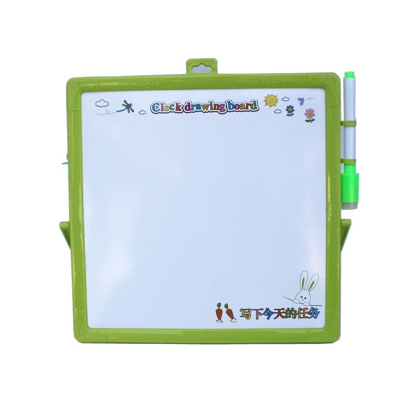 Multi-function Message Whiteboard 23*23cm Erasable children drawing board With Teaching Clock