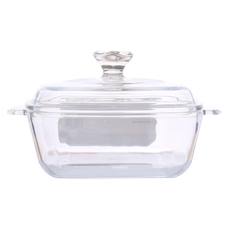 Bol en verre avec couvercle pour four à micro-ondes, résistant à la chaleur, blanc, carré, 1 pièce