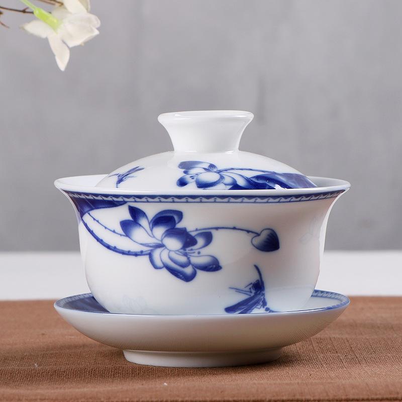 1 stk 150ml keramik gaiwan te terrin kinesisk stil porcelæn grydesæt rejse kedel håndmalet tekopper te tilbehør: 2