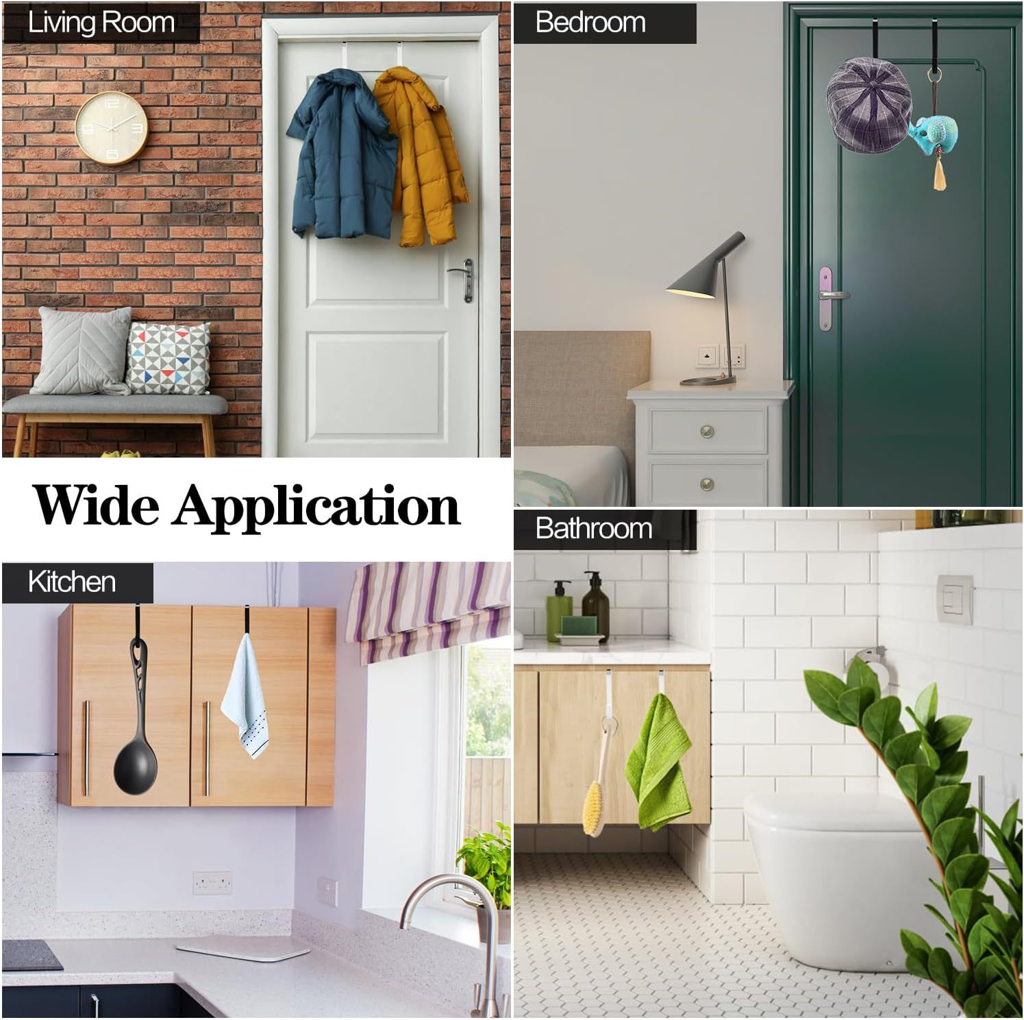 Deurhangers Haken met rubberen organizerhaak voor woonkamer Badkamer Slaapkamer Keuken Hangende sleutel Kleding Handdoek Hoed Jas Gewaad