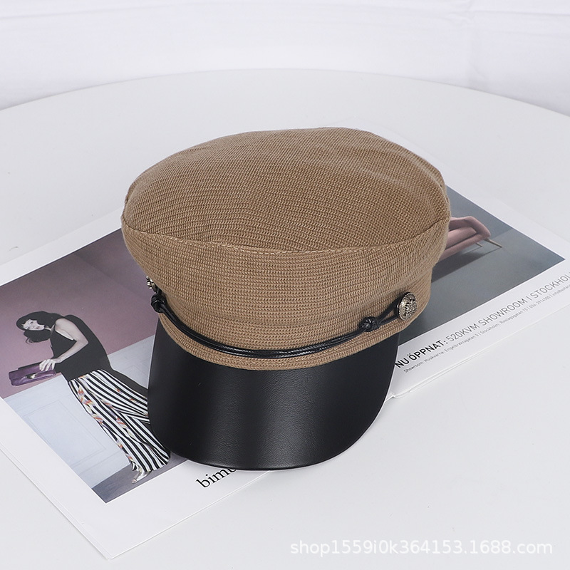 Women Hat Classic Accessories Baker Boy Hat Solid Newsboy Cap Black Cotton Winter Navy Cap Popular Baker Boy Hat: 02