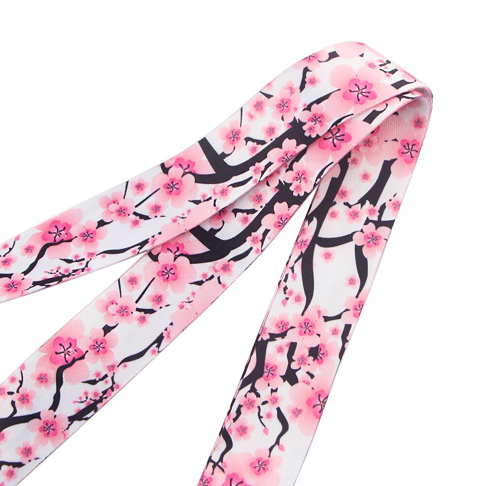 Correa para llavero con de flores rosas, cordón para llaves, tarjeta de identificación, soporte para llave, collar, accesorios de cinta