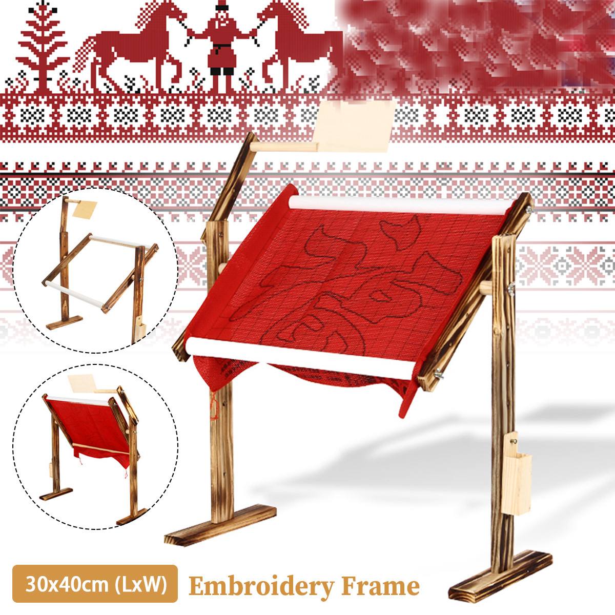 30x40x47cm 1 Set Adjustable Wood Cross Stitch Frame Floor Stand Desktop Cross Stitch Embroidery Frame Chinese Cross Stitch Tool