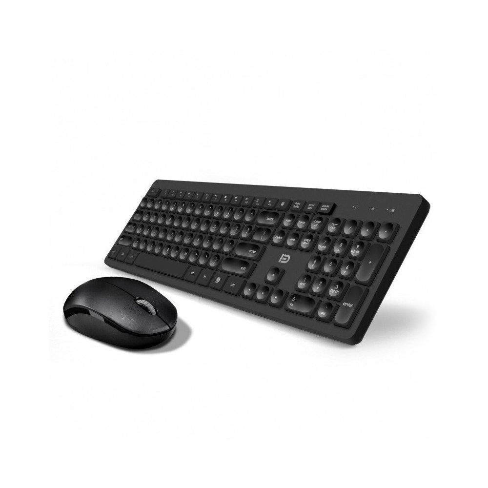 FD Wireless 1600DPI Keyboard &amp; Mouse Combo 2.4GHz Concave Button Set Smart Power-Saving Silent Clicks Slim Combo for Laptop: Black