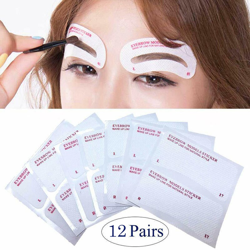 12/24 Pairs Wenkbrauw Stencil Stickers Wenkbrauw Tekening Sjabloon Diy Makeup Tools MH88