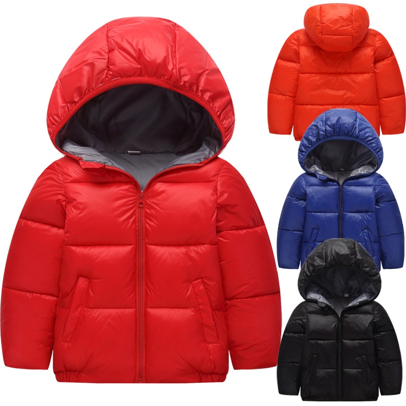 Warm Winddicht Katoen Gewatteerde Jas Voor Kinderen Korte Stijl Down Katoenen Kleding Hooded Effen Kleur Jongens Kids Winter Kleding