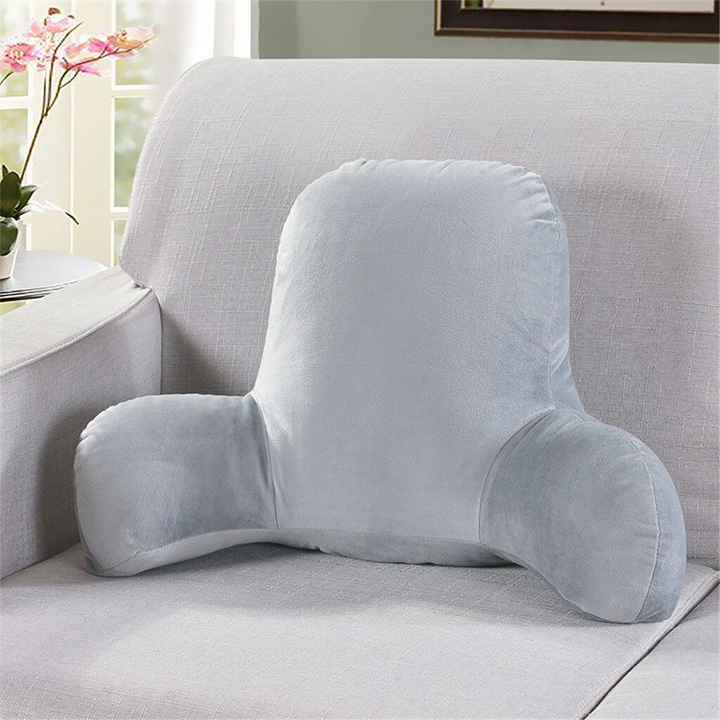 Thicked 100% Cushion Lumbar Back Support Chair Cushion With Arms Back Pillow Bed Plush Big Backrest Reading Rest Pillow: Gray 