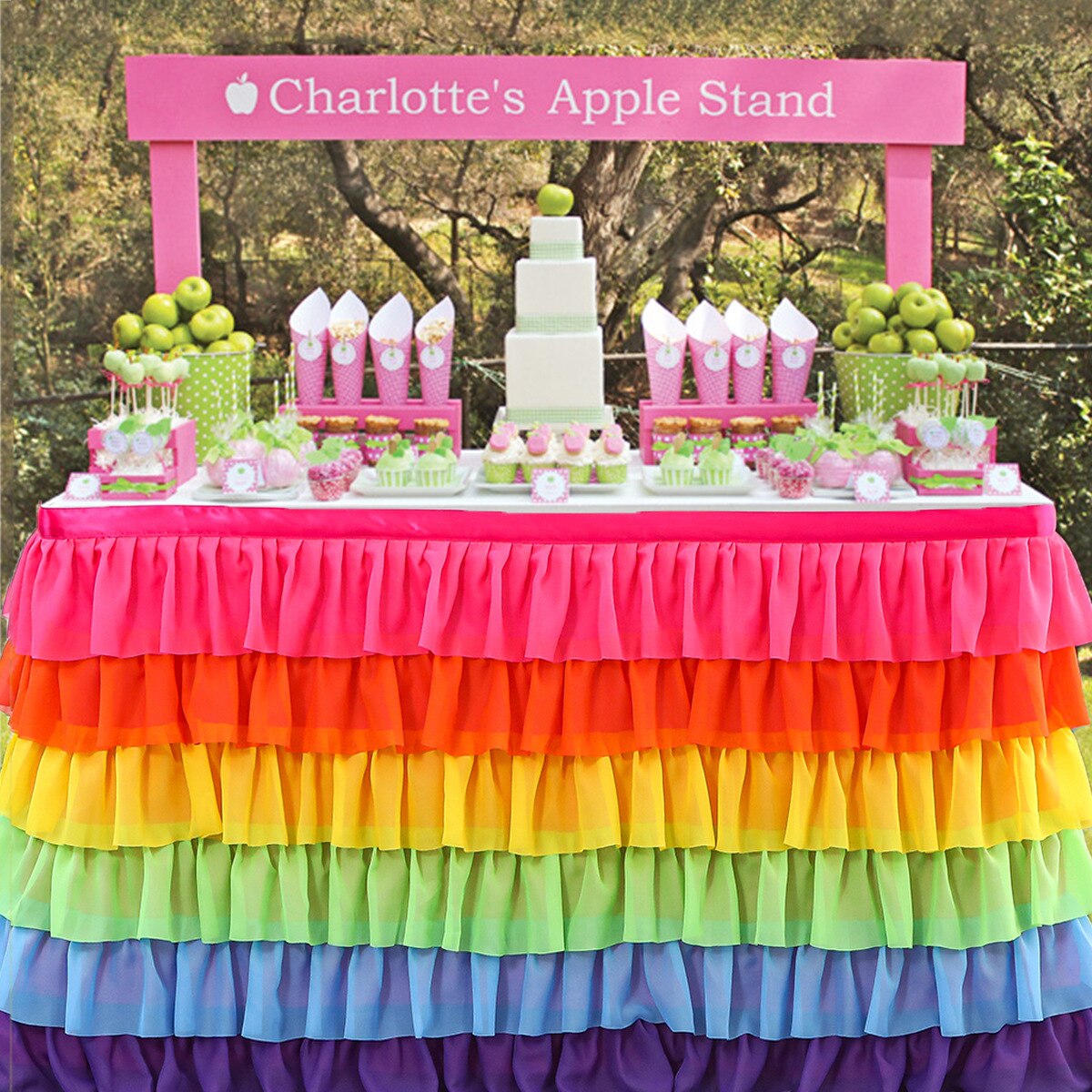 Falda de mesa de retazos de tutú de tul, mantel de 6 niveles, vajilla de Color, decoración de boda, cumpleaños, Baby Shower,