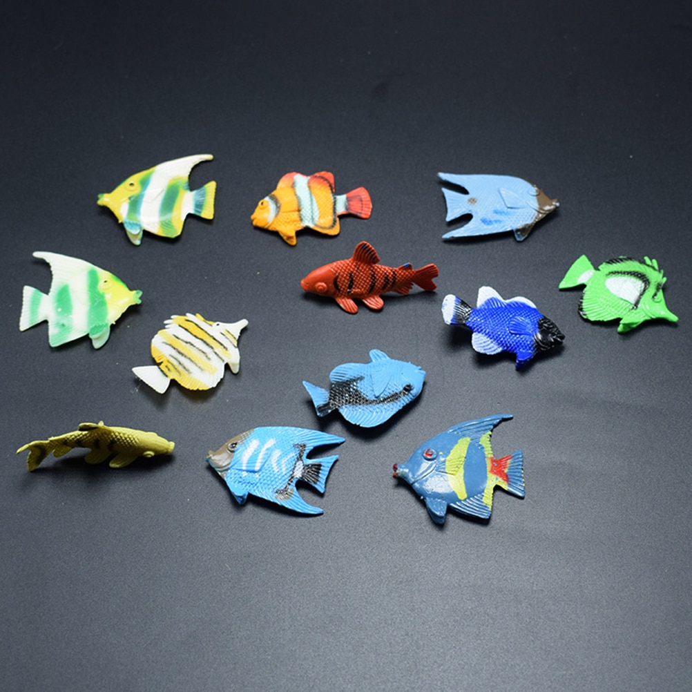 12 pièces Mini animaux marins Tropical océan poisson animaux figurines jouet mer vie modèle jouets PVC piscine poisson jouet éducation précoce #40