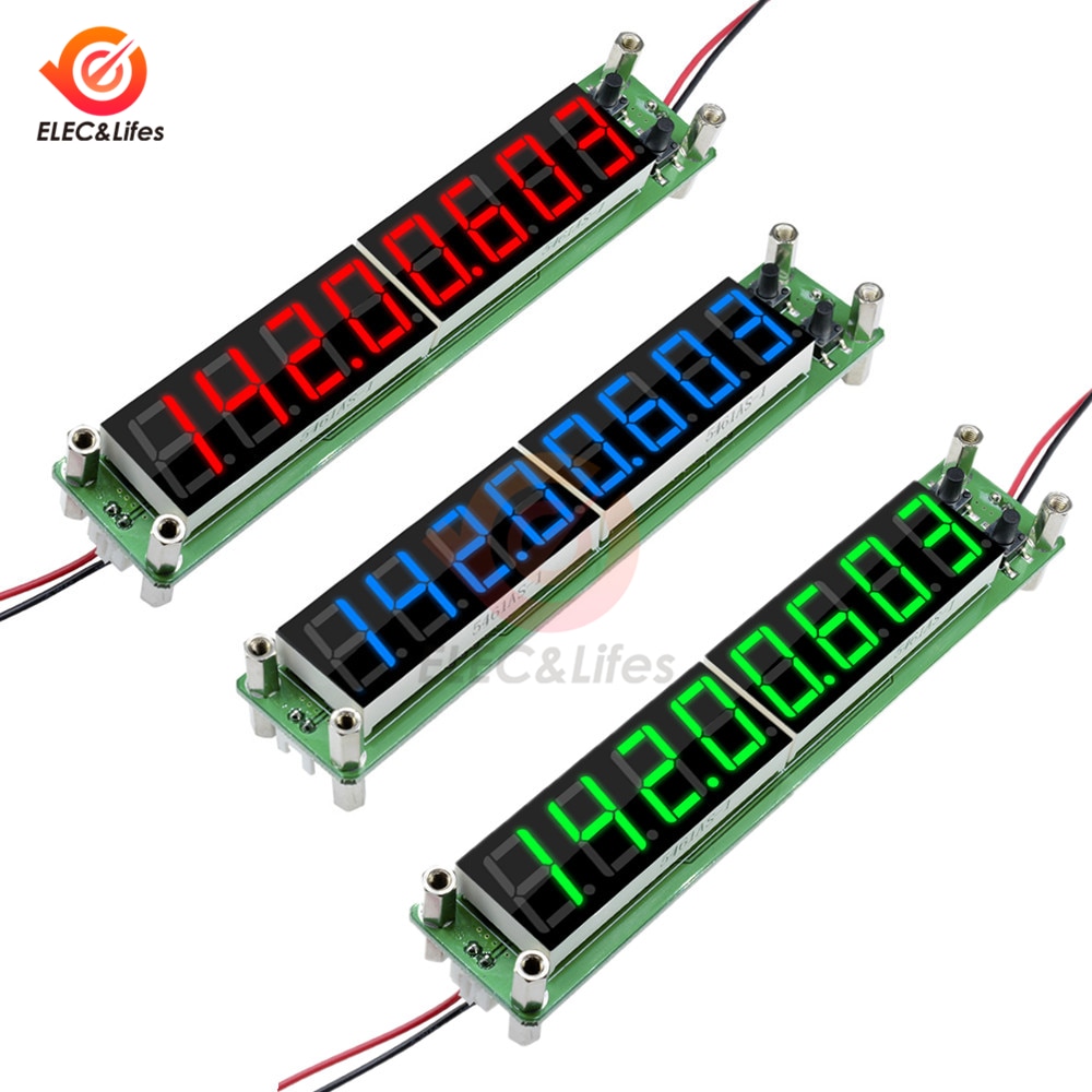 RF Signal Frequency Counter Cymometer Blue/Red/Green 8-Bit Tube LED Digital Tester 0.1MHz to 60MHz 20MHz to 2400MHZ 2.4GHz Meter