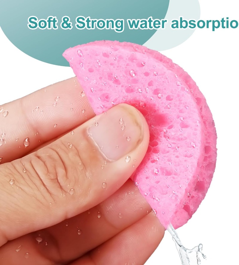 50-1000 Uds. Esponja de pulpa de madera Natural para lavado de cara, esponja de espuma para lavado de cara, esponja cosmética para limpieza facial