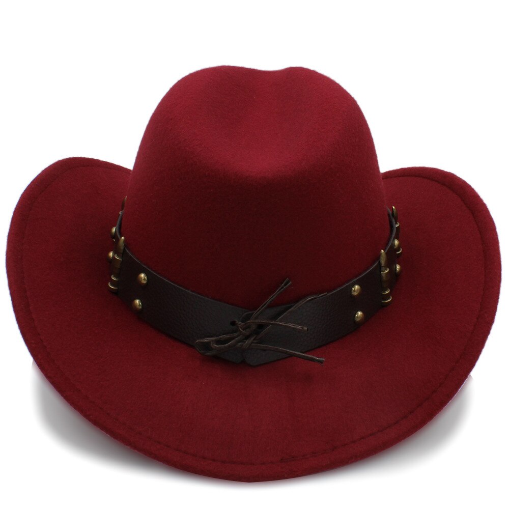 Dames heren wollen chapeau western cowboyhoed gentleman jazz sombrero hombre pet dame cowgirl hoeden maat 56-58cm