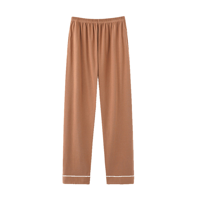 All-Match Autumn Pajamas Men&#39;s Long Trousers Solid Color Cotton Home Pants: Orange / XXL