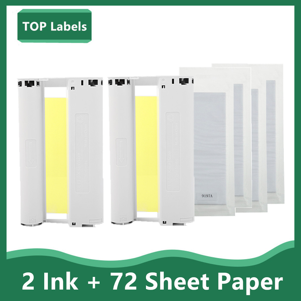 KP 36IN Ink Cartridge selphy cp1200 papel for Canon Selphy Photo Printer CP1200 CP1300 CP910 CP900 Color Ink Paper Printing: 2 Ink and 72 Paper