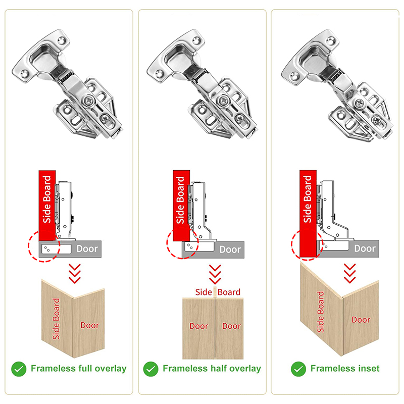 2pcs Frameless Cabinet Door Concealed Hinges,Soft-Close, European Full Overlay/ Half Overlay/ Inset, 35mm Cup Door Hinge