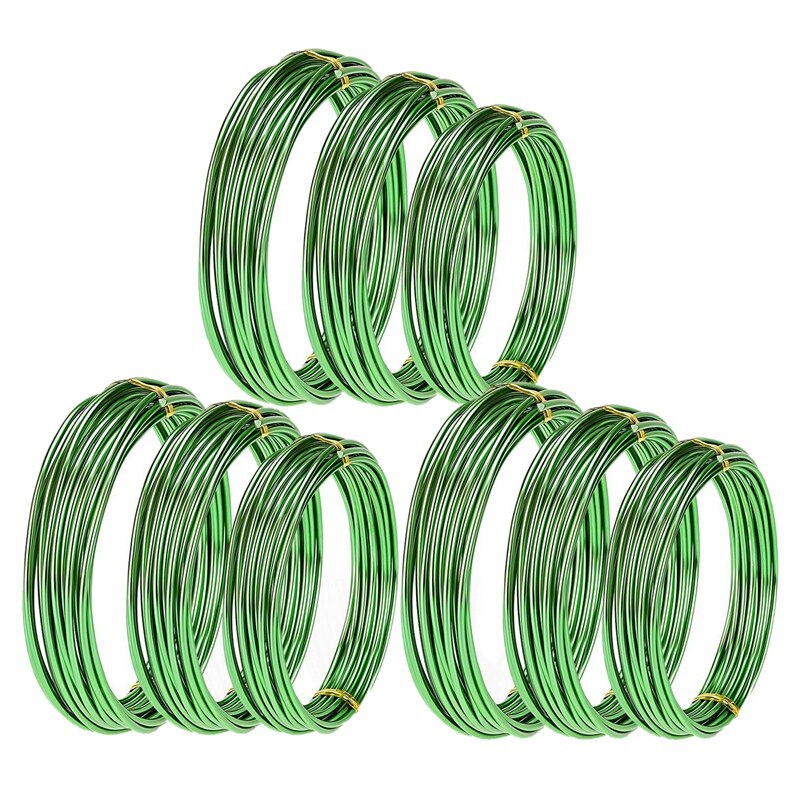 9 Rolls Bonsai Wires Anodized Aluminum Bonsai Training Wire with 3 Sizes (1.0 Mm,1.5 Mm,2.0 Mm),Total 147 Feet: Green