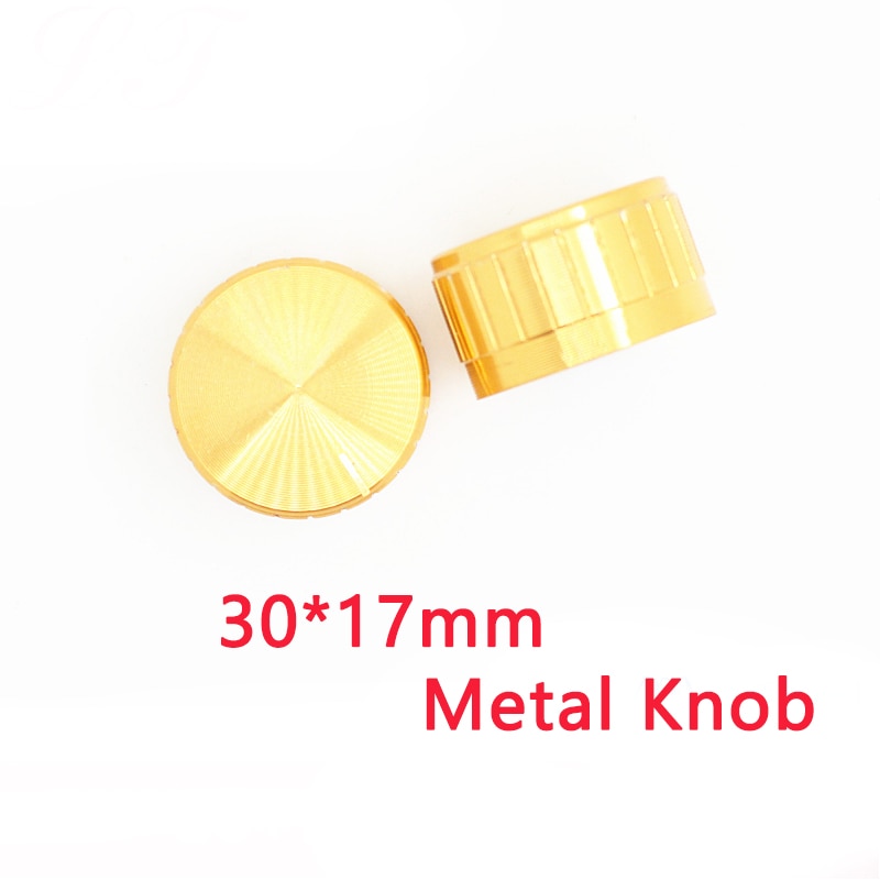 2pcs/lot gold volume control Metal Alloy Knob 30mmx17mm Knurled Shaft 6mm rotary Potentiometer encoder switch knobs cap