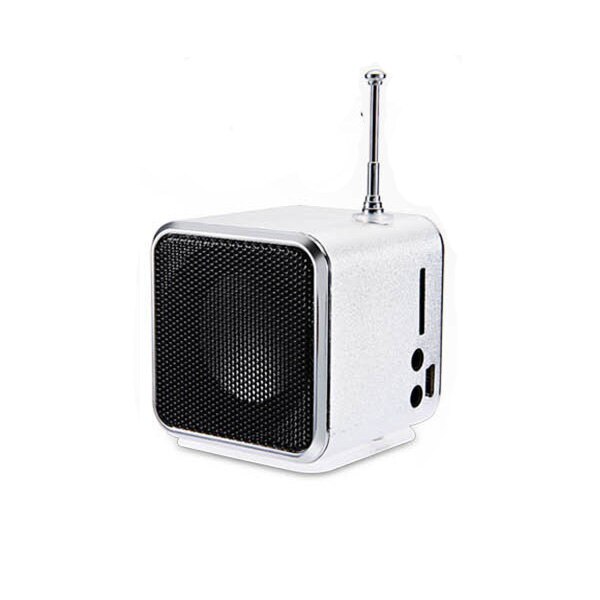 TD-V26 Digital FM Radio Speaker Receiver With LCD Stereo Loudspeaker Support Micro TF Card Mp3 Mini Music Player USB Charging: Silver