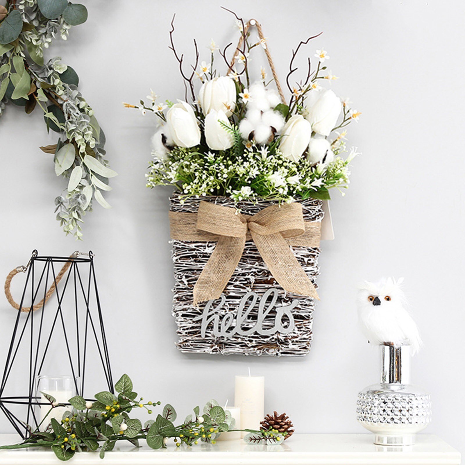 Spring Simulated Flower Wreath Decoration Wall Hanging Garlands Photography Props Wedding Wreath Front Door Garland Home Decor