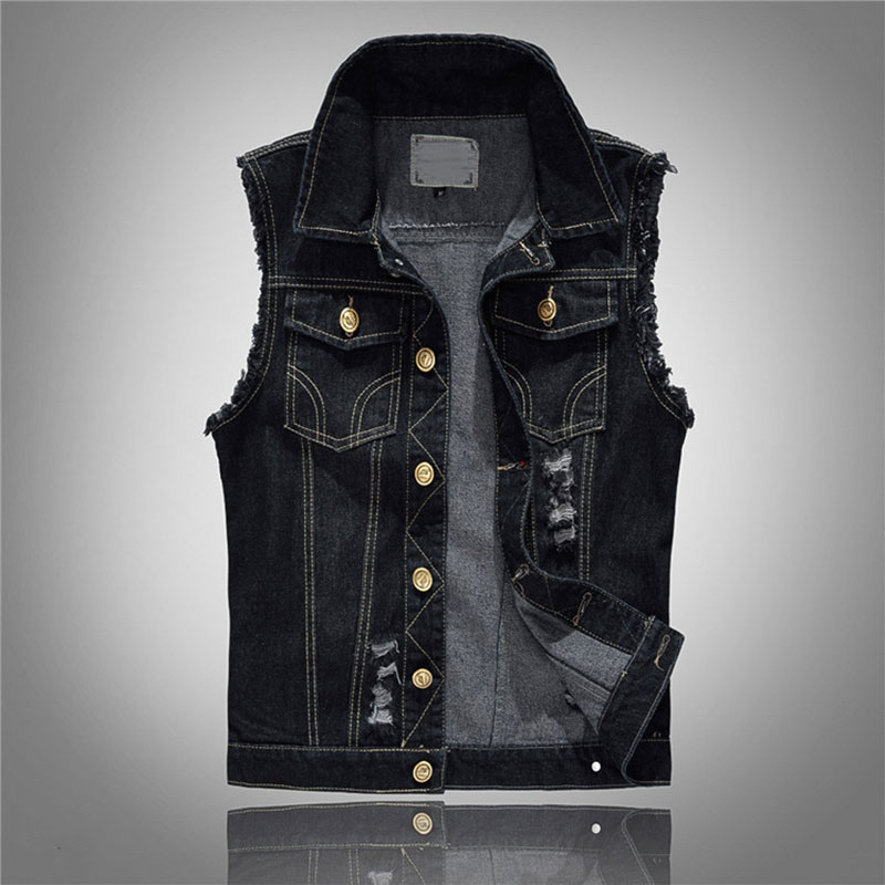 Denim mænds vest ærmeløse jakker mænd tøj vaskede jeans frakker herre vest jakke veste mænd plus size s -6xl my100: 5xl