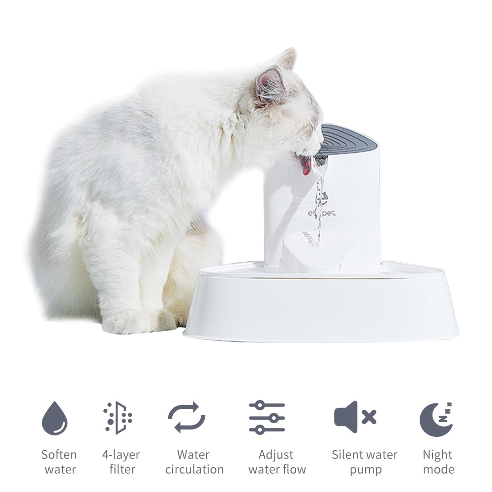 Automatic Pet Water Fountain Dog Bowl Electric Pets Drinking Water Dispenser Feeder Bowl Adjustable Water Flow with Night mode